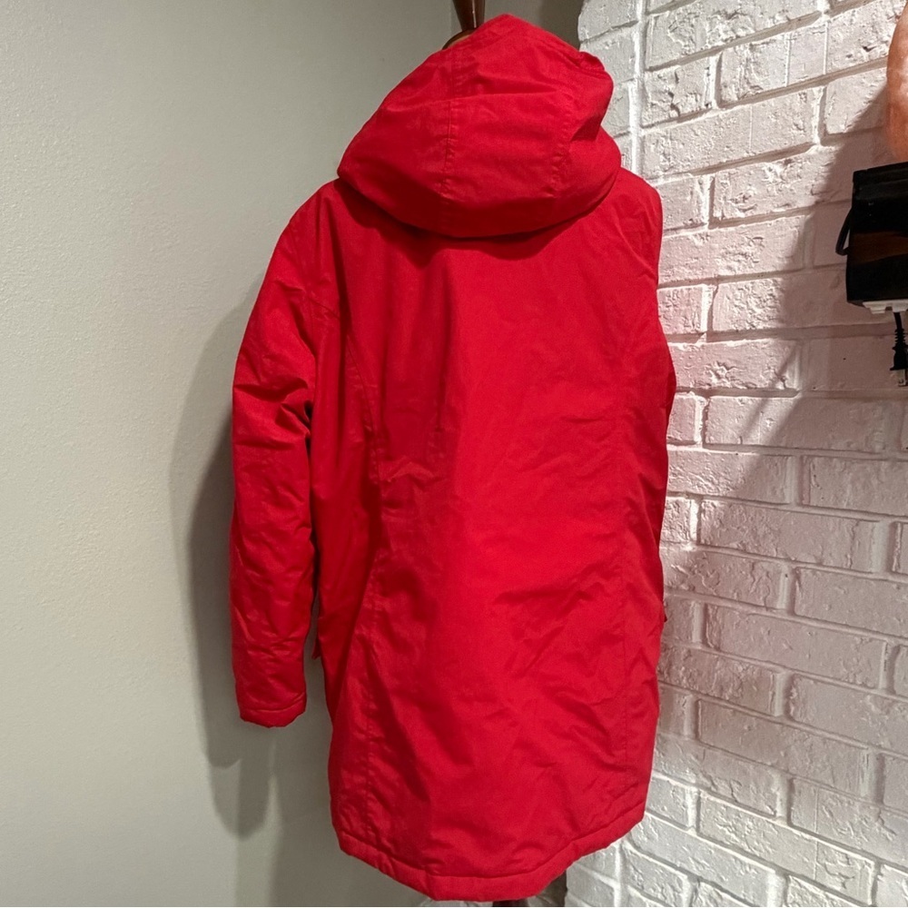Lands' End Bright Red Hooded Puffer Ski Jacket - Picture 3 of 6